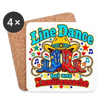 Line Dance Familienmotiv - Untersetzer (4er-Set) - Weiß - Vorne