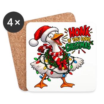 Schreiende Gans – Weihnachtshumor - Untersetzer (4er-Set) - Weiß - Vorne