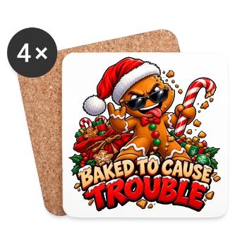Lebkuchen-Bully – Weihnachts-Unruhestifter - Untersetzer (4er-Set) - Weiß - Vorne