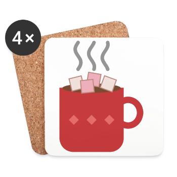 Heiße Schokolade mit Marshmallows - Kakao Winter - Untersetzer (4er-Set) - Weiß - Vorne