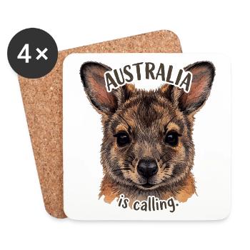 Australien ruft: Beuteltierportrait - Untersetzer (4er-Set) - Weiß - Vorne
