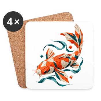 Origami Koi aus Papier - Untersetzer (4er-Set) - Weiß - Vorne