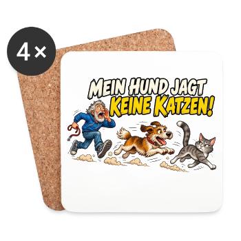 Mein Hund jagt keine Katzen - Untersetzer (4er-Set) - Weiß - Vorne