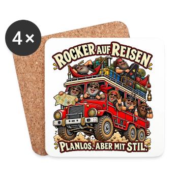 Rocker auf Reisen - Planlos aber mit Stil - Untersetzer (4er-Set) - Weiß - Vorne