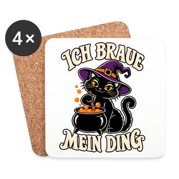 Ich braue mein Ding Katze - Untersetzer (4er-Set) - Weiß - Vorne