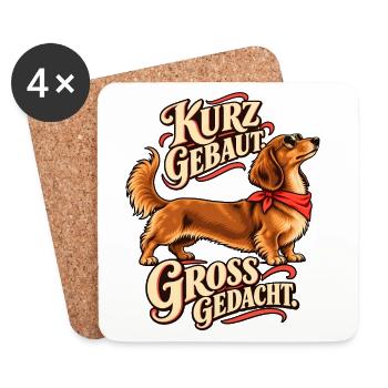 Kurz gebaut groß gedacht Dackel - Untersetzer (4er-Set) - Weiß - Vorne