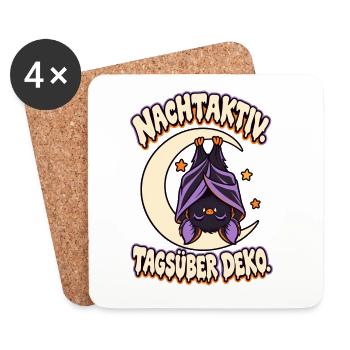 Nachtaktiv tagsüber Deko Fledermaus - Untersetzer (4er-Set) - Weiß - Vorne