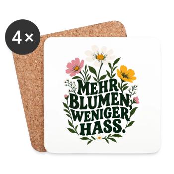 Mehr Blumen Weniger Hass - Untersetzer (4er-Set) - Weiß - Vorne
