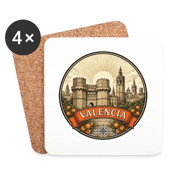Valencia Spanien Reiseabzeichen Serranos Towers Geschenk - Untersetzer (4er-Set) - Weiß - Vorne