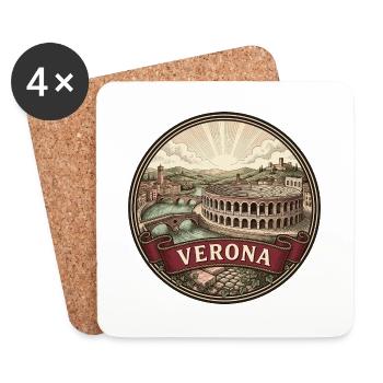 Verona Italien Reiseabzeichen Souvenir der römischen Arena - Untersetzer (4er-Set) - Weiß - Vorne