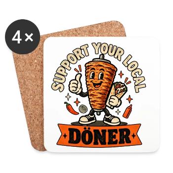 Support your local Döner - Untersetzer (4er-Set) - Weiß - Vorne