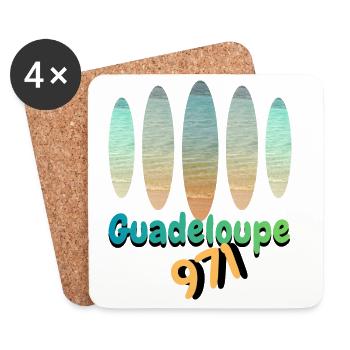 Guadeloupe 971 Strand- und Urlaubsfarben - Untersetzer (4er-Set) - Weiß - Vorne