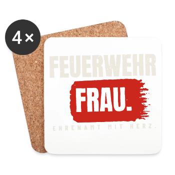 Feuerwehrfrau – Ehrenamt mit Herz - Untersetzer (4er-Set) - Weiß - Vorne