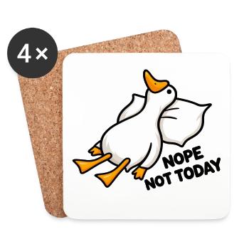 Nope Not Today – Lustige Ente mit Humor - Untersetzer (4er-Set) - Weiß - Vorne