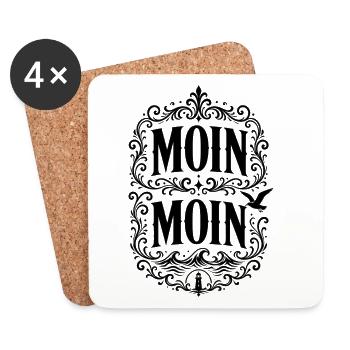 Moin Moin – norddeutscher Gruß mit Möwe - Untersetzer (4er-Set) - Weiß - Vorne