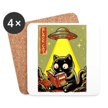 Leseabend unter UFO Lichtkatze - Untersetzer (4er-Set) - Weiß - Vorne
