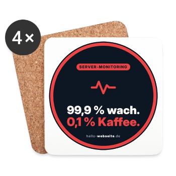 99,9 % Wach. 0,1 % Kaffee. Admin Shirt - Untersetzer (4er-Set) - Weiß - Vorne