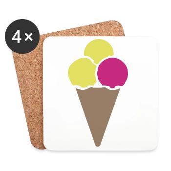 Pastell Eistüte Dreier Scoop - Untersetzer (4er-Set) - Weiß - Vorne