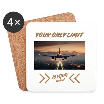 Your Only Limit Is Your Mind – Flugzeug Mindset - Untersetzer (4er-Set) - Weiß - Vorne