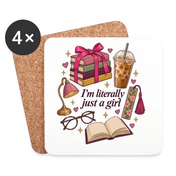Literally Just A Girl Books Coffee - Untersetzer (4er-Set) - Weiß - Vorne