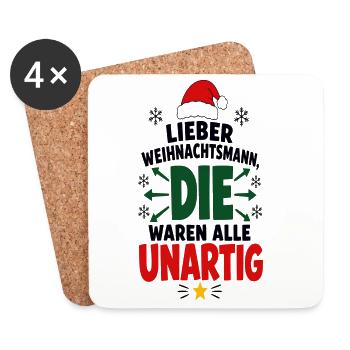 Lieber Weihnachtsmann – Festtage Humor - Untersetzer (4er-Set) - Weiß - Vorne