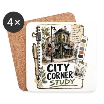 CITY CORNER STUDY - Untersetzer (4er-Set) - Weiß - Vorne