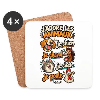 Ich liebe Tiere – ich hunde, ich reite Pferde, ich kätze - Untersetzer (4er-Set) - Weiß - Vorne