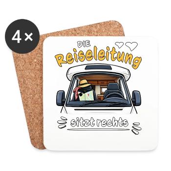 Camping Die Reiseleitung sitzt rechts - Untersetzer (4er-Set) - Weiß - Vorne