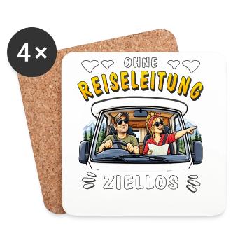 Camping Ohne Reiseleitung ziellos - Untersetzer (4er-Set) - Weiß - Vorne