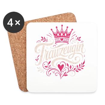Trauzeugin Krone Hochzeit Braut - Untersetzer (4er-Set) - Weiß - Vorne