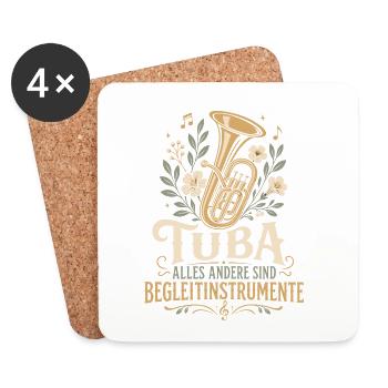 Tuba Witz Spruch Tubist Musiker - Untersetzer (4er-Set) - Weiß - Vorne