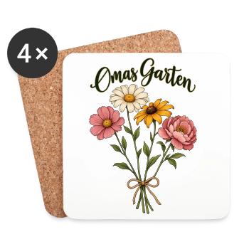 Omas Garten Shirt personalisierbar mit dem Namen  - Untersetzer (4er-Set) - Weiß - Vorne