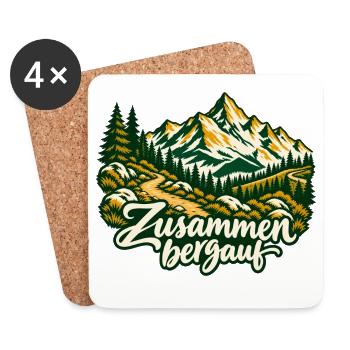 Zusammen bergauf Wanderpartner mit Bergpanorama - Untersetzer (4er-Set) - Weiß - Vorne