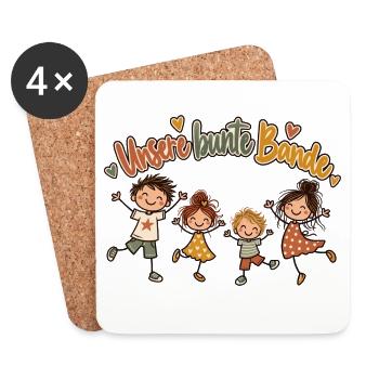 Familien Shirt personalisierbar mit Namen  - Untersetzer (4er-Set) - Weiß - Vorne