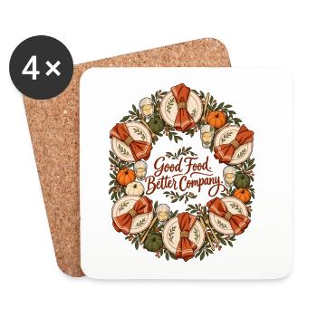 Gutes Essen Besseres Unternehmen Friendsgiving-Shirt - Untersetzer (4er-Set) - Weiß - Vorne