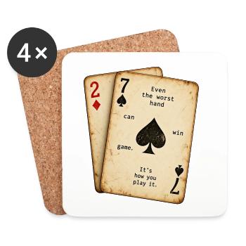 Poker Mindset – Schlechte Karten, starkes Spiel - Untersetzer (4er-Set) - Weiß - Vorne