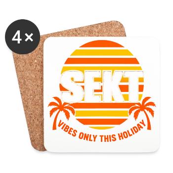 Sekt Vibes Only Weihnachtsfeier Silvester Sekt - Untersetzer (4er-Set) - Weiß - Vorne