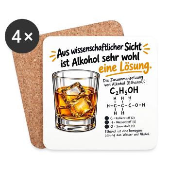 Wissenschaftliche Fakten: Alkohol - Untersetzer (4er-Set) - Weiß - Vorne