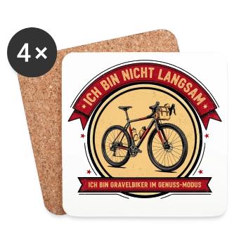 Ich bin Gravelbiker im Genuss-Modus - Untersetzer (4er-Set) - Weiß - Vorne