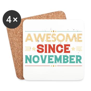 Erstaunlich seit November Geburtstagsgeschenk - Untersetzer (4er-Set) - Weiß - Vorne