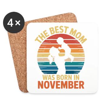 Die beste Mutter wurde im November geboren – Geschenk - Untersetzer (4er-Set) - Weiß - Vorne
