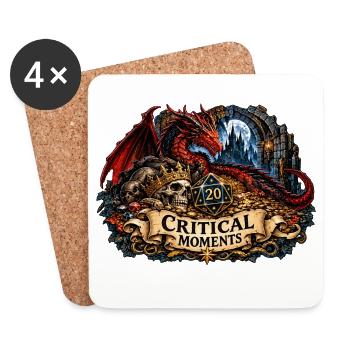 Critical Moments – Drache und Zwanzigerwürfel - Untersetzer (4er-Set) - Weiß - Vorne