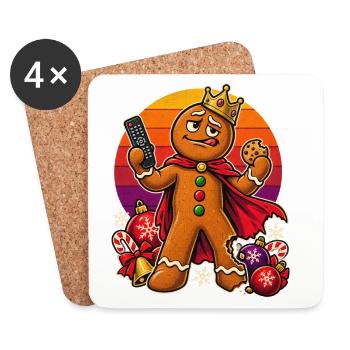 Christmas Lebkuchenmann Couch-Dad Superheld - Untersetzer (4er-Set) - Weiß - Vorne