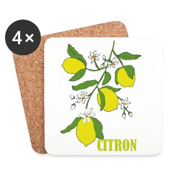 Zitronenzweig mit Blüten - Untersetzer (4er-Set) - Weiß - Vorne