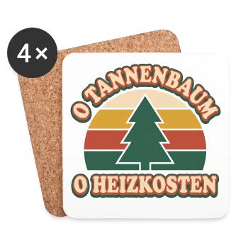 Weihnachten Heizkosten Spruch O Tannenbaum - Untersetzer (4er-Set) - Weiß - Vorne