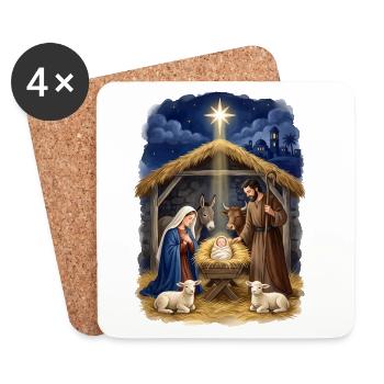 Krippenstern der Heiligen Nacht Weihnachten Jesus - Untersetzer (4er-Set) - Weiß - Vorne