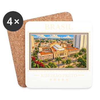Brasilien Ribeirão Preto Vintage Reisemarke - Untersetzer (4er-Set) - Weiß - Vorne