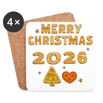 Fröhliche Weihnachten 2026  - Untersetzer (4er-Set) - Weiß - Vorne