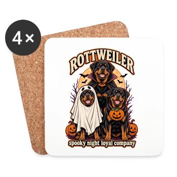 Spooky Night Loyal Company – Rottweiler Halloween - Untersetzer (4er-Set) - Weiß - Vorne