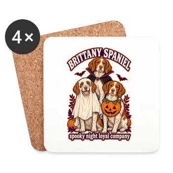 Spooky Night Loyal Company – Brittany Spaniel Hund - Untersetzer (4er-Set) - Weiß - Vorne